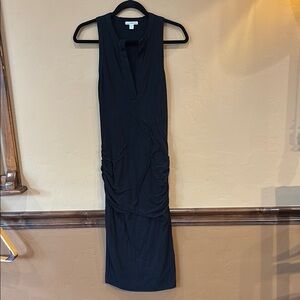 JAMES PERSE Black Ruched Sheath Midi Dress